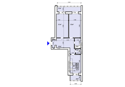 Квартира 74,8 м², 2-комнатная - изображение 1