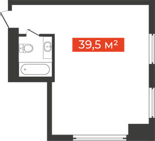 Квартира 39,5 м², 1-комнатные - изображение 1