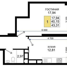 Квартира 43,3 м², 1-комнатная - изображение 4