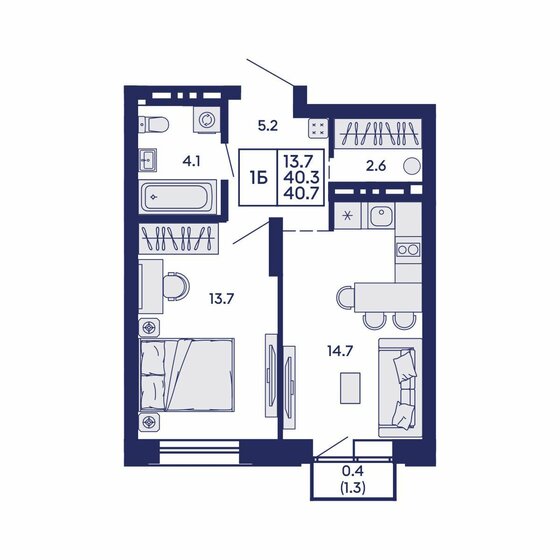 41 м², 1-комнатная квартира 6 400 000 ₽ - изображение 38