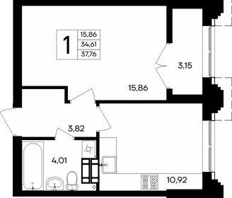 Квартира 37,8 м², 1-комнатная - изображение 1