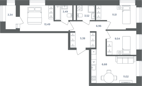 Квартира 73,3 м², 3-комнатная - изображение 1