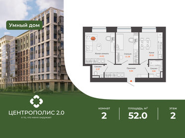 Квартира 52 м², 2-комнатная - изображение 1