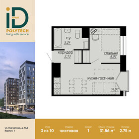 Квартира 31,9 м², 1-комнатные - изображение 1