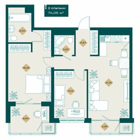 Квартира 74,1 м², 2-комнатная - изображение 1