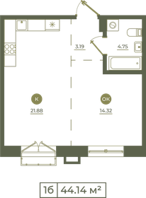 Квартира 44,1 м², 1-комнатная - изображение 1