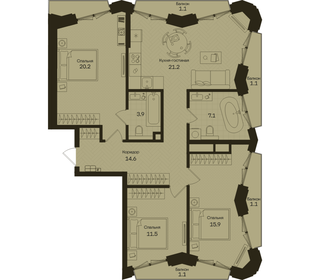 Квартира 98,8 м², 3-комнатная - изображение 1