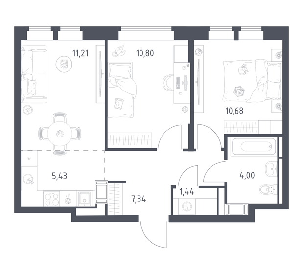 71,1 м², 2-комнатная квартира 11 700 000 ₽ - изображение 58