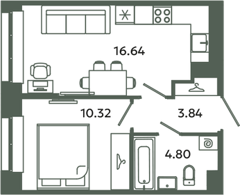 Квартира 35,6 м², 1-комнатная - изображение 1