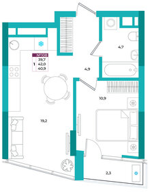 Квартира 40,9 м², 1-комнатная - изображение 1