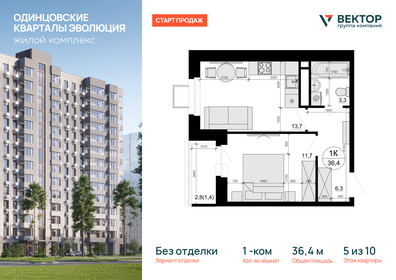 Квартира 36,4 м², 1-комнатная - изображение 1