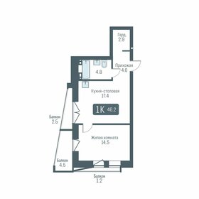 Квартира 46,2 м², 1-комнатная - изображение 1