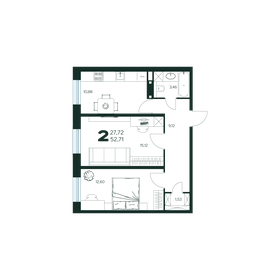 Квартира 52,7 м², 2-комнатная - изображение 1