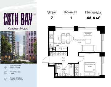 Квартира 46,6 м², 1-комнатная - изображение 1
