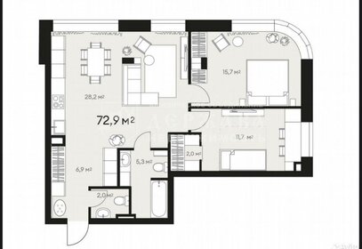 Квартира 74,4 м², 3-комнатная - изображение 1