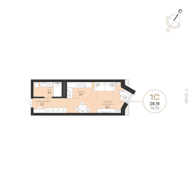 Квартира 27,2 м², 1-комнатная - изображение 1