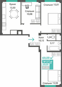 Квартира 69,1 м², 3-комнатная - изображение 1
