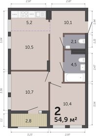 Квартира 54,9 м², 2-комнатная - изображение 1