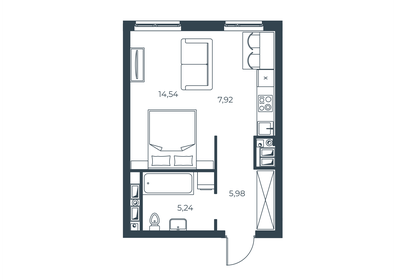 Квартира 33,7 м², студия - изображение 1