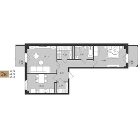 Квартира 67,2 м², 2-комнатная - изображение 1