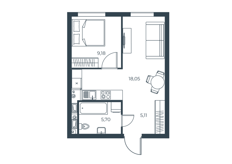 37,4 м², 1-комнатная квартира 6 060 000 ₽ - изображение 47