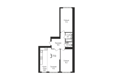 Квартира 77 м², 3-комнатная - изображение 1