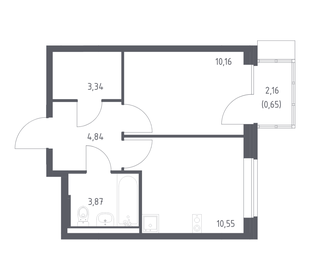 Квартира 33,4 м², 1-комнатная - изображение 1