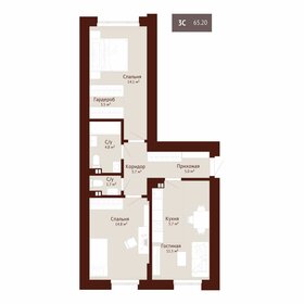 Квартира 65,2 м², 3-комнатная - изображение 1