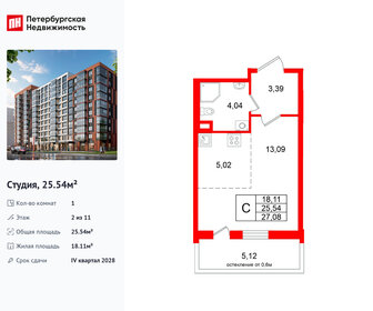 Квартира 25,5 м², студия - изображение 1