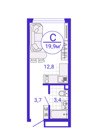 Квартира 19,9 м², студия - изображение 1