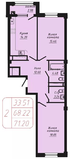 65,6 м², 3-комнатная квартира 11 300 000 ₽ - изображение 103