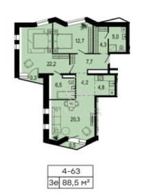 Квартира 90,1 м², 3-комнатные - изображение 1