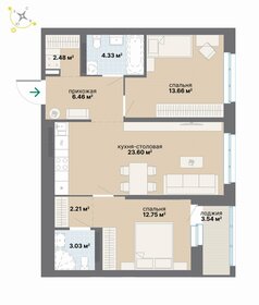 Квартира 72,1 м², 2-комнатная - изображение 1