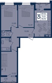 Квартира 73,7 м², 3-комнатная - изображение 1