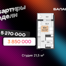 Квартира 21,5 м², 1-комнатная - изображение 3