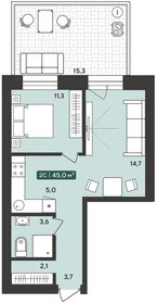 Квартира 45 м², 2-комнатная - изображение 1