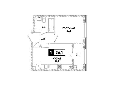 Квартира 36,1 м², 1-комнатная - изображение 1