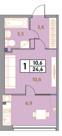 Квартира 24,6 м², студия - изображение 1
