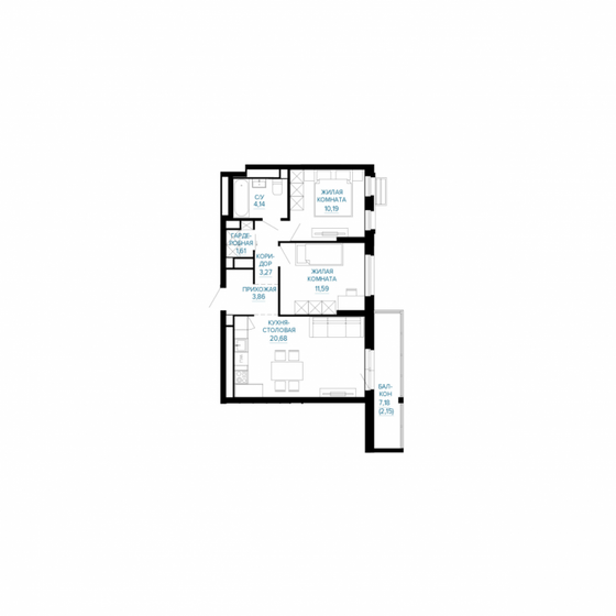 55,3 м², 2-комнатная квартира 9 841 000 ₽ - изображение 15