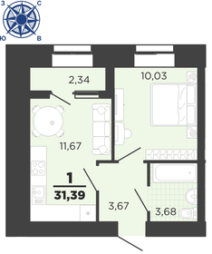 Квартира 31,4 м², 1-комнатная - изображение 1
