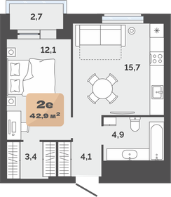 Квартира 41,6 м², 1-комнатная - изображение 1