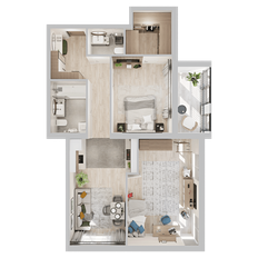 Квартира 67,1 м², 2-комнатная - изображение 2