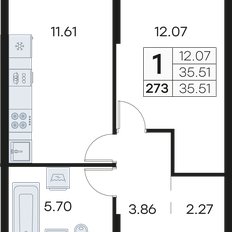 Квартира 35,5 м², 1-комнатная - изображение 3