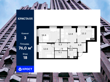 Квартира 76 м², 3-комнатная - изображение 1
