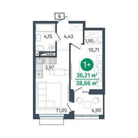 Квартира 36,2 м², 1-комнатная - изображение 1