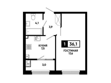 Квартира 36,1 м², 1-комнатная - изображение 1