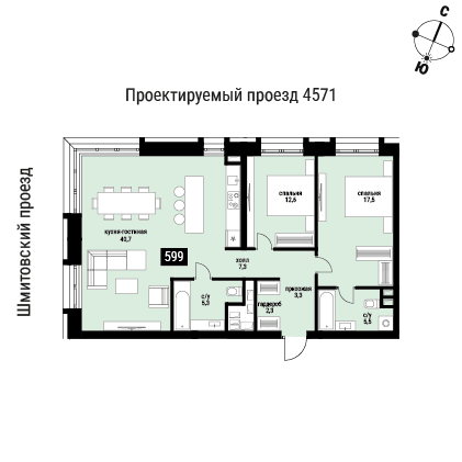 66,7 м², 2-комнатная квартира 69 553 624 ₽ - изображение 52