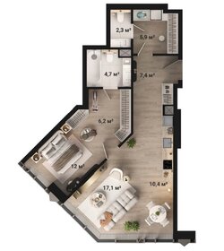 Квартира 67 м², 1-комнатная - изображение 3