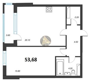 Квартира 53,7 м², 1-комнатная - изображение 1