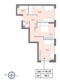 Квартира 54,4 м², 2-комнатная - изображение 1